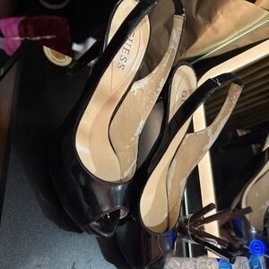 Guess Black Patent Slingback Heels